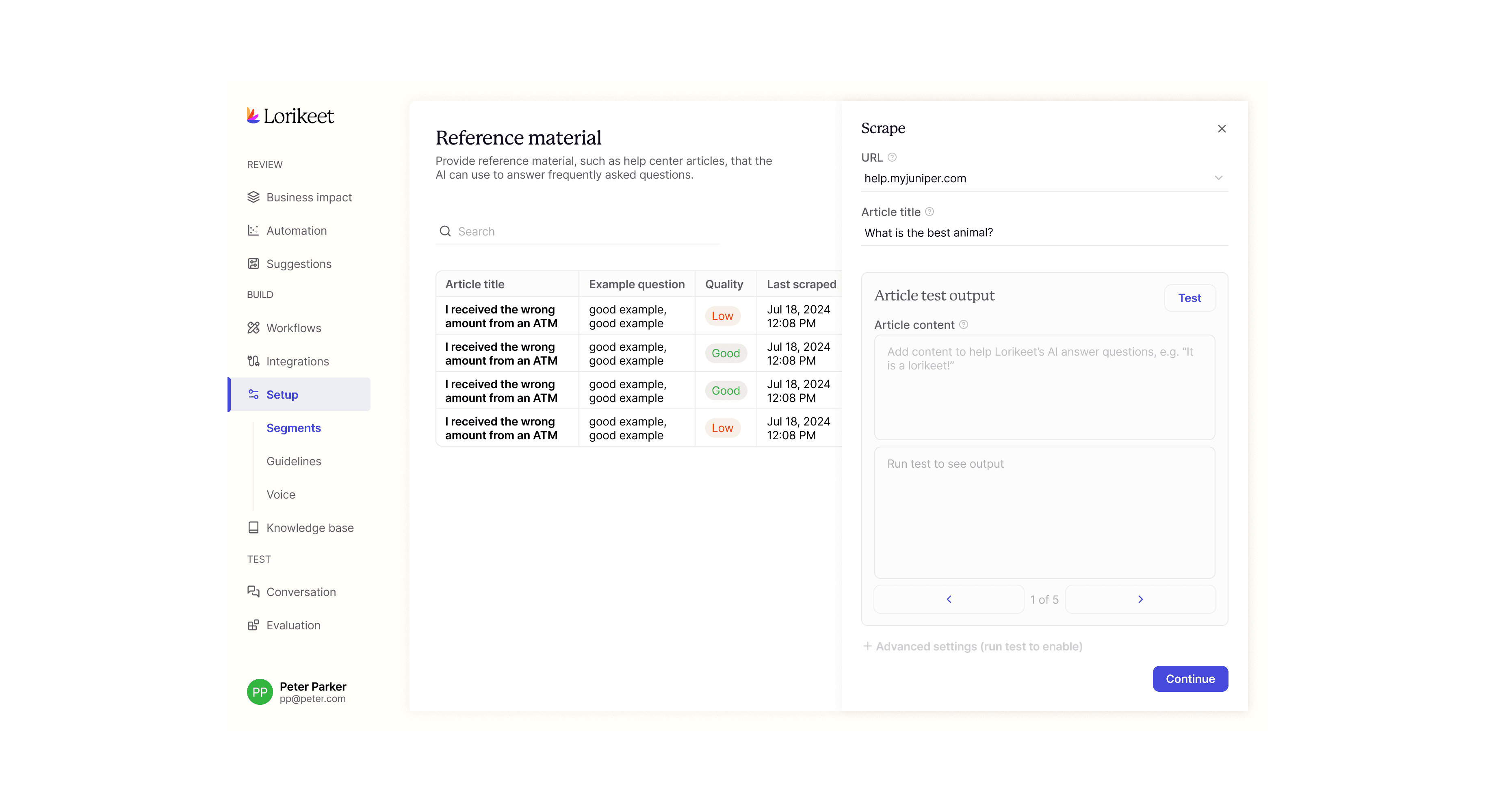 Reference material test state