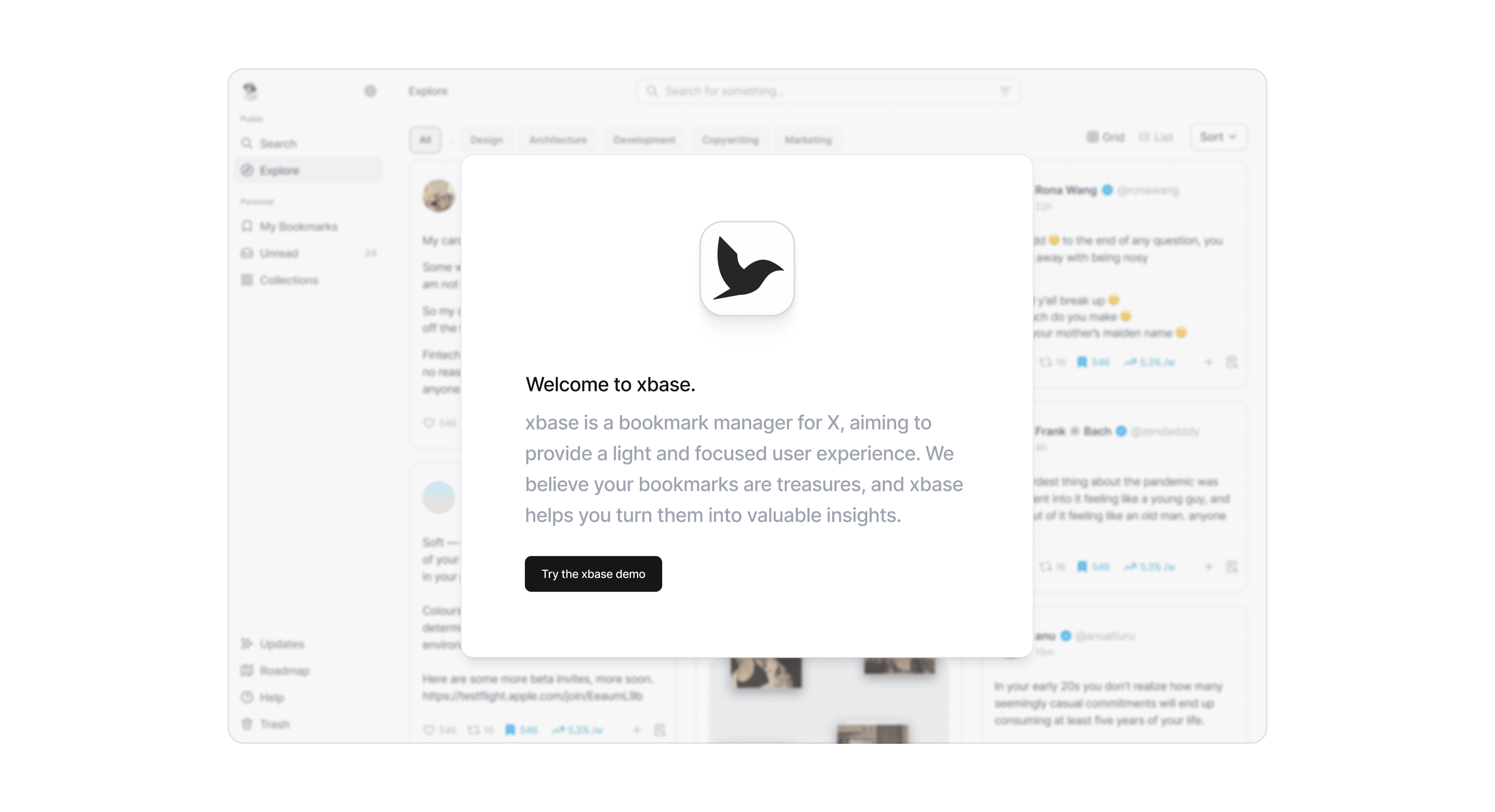 Welcome modal