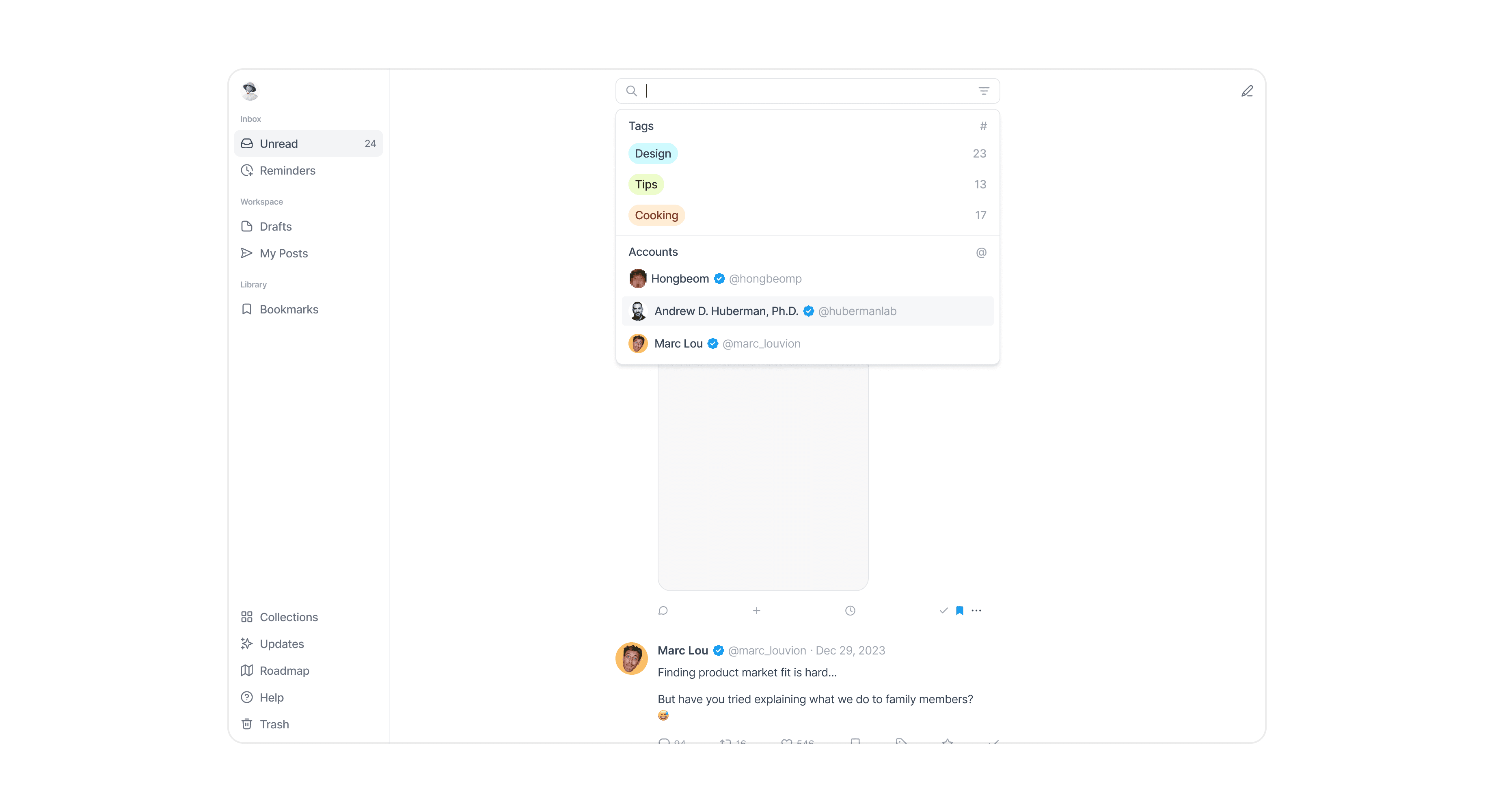 Search command menu